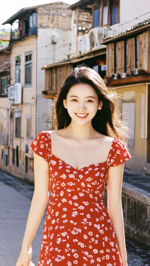 Japanese style fresh film photo, a young East Asian girl in ...